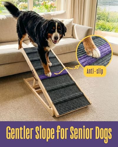 Wide Dog Ramp for Bed & Couch, Adjustable Pine Ramp for Large Dogs - Image 4