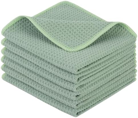 KinHwa Waffle Microfiber Dish Cloths Green Kitchen Towels, Cleaning Cloth by KinHwa