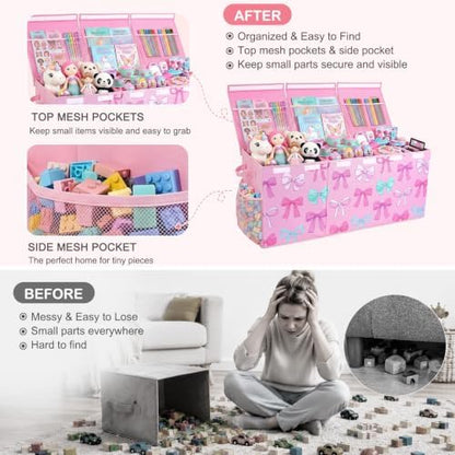 Toy Box with Adjustable Divider Large Toy Chest Storage - Image 3