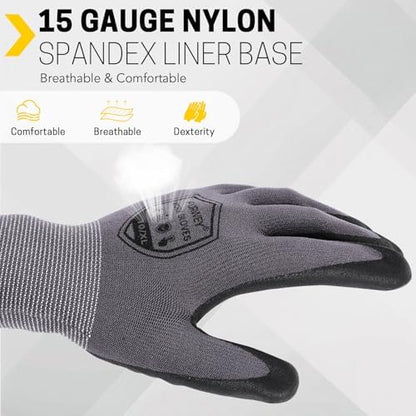 FURWEY Work Gloves, 16/32Pairs Nitrile, Seamless Nylon Knit - Image 4