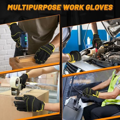Safety Work Gloves 2 Pairs, Men's Utility Mechanic Working Gloves - Image 7