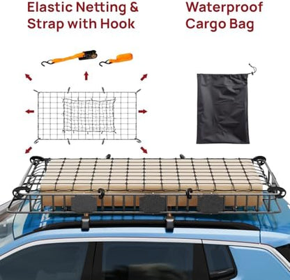 Bonnlo 250lbs Extendable Rooftop Cargo Carrier, 84 * 39 * 5.5inch Universal - Image 4