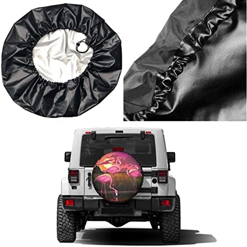 Pink Flamingo Spare Tire Cover Dust-Proof Wheel Tire Cover Fit Trailer - Image 5