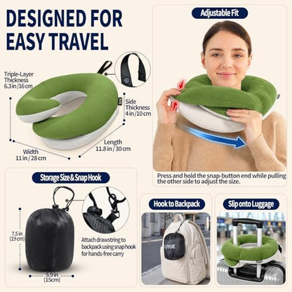 BUYUE Travel Neck Pillows for Airplanes, Memory Foam 360° Head Support Sleep - Image 5