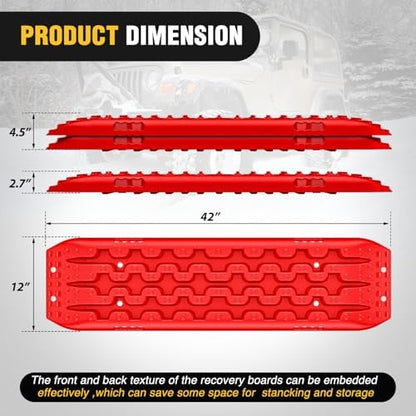 Nilight Recovery Off-road Traction Boards Emergency Tire Mats Red - Image 2