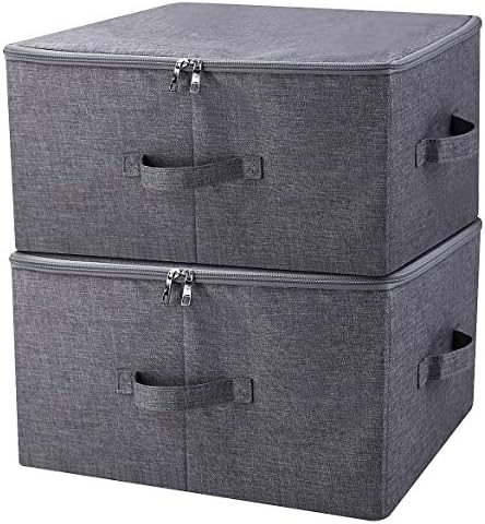 2Pcs Fabric Folding Washable Wardrobe Clothes Storage Baskets by iwillCREATEPRO