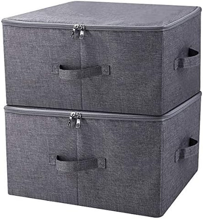 2Pcs Fabric Folding Washable Wardrobe Clothes Storage Baskets by iwillCREATEPRO