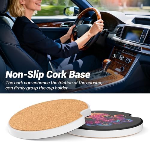 Car Cup Holder Ceramic Coasters 2 Pack, 2.56 in Anti Slip Absorbent Coaster - Image 6