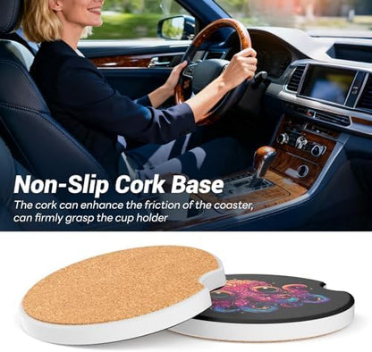 Car Cup Holder Ceramic Coasters 2 Pack, 2.56 in Anti Slip Absorbent Coaster - Image 6