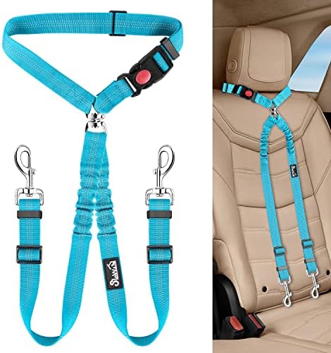 Lukovee Double Dog Car Seat Belt, No Tangle Headrest Restraint by Lukovee