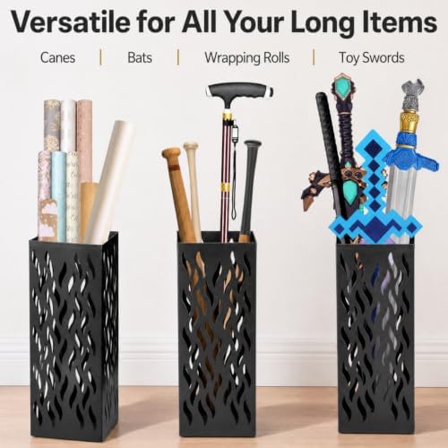 Noamus Metal Umbrella Holder, Heavy Square Canes Walking Sticks Stand Rack - Image 4