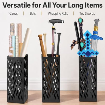 Noamus Metal Umbrella Holder, Heavy Square Canes Walking Sticks Stand Rack - Image 4