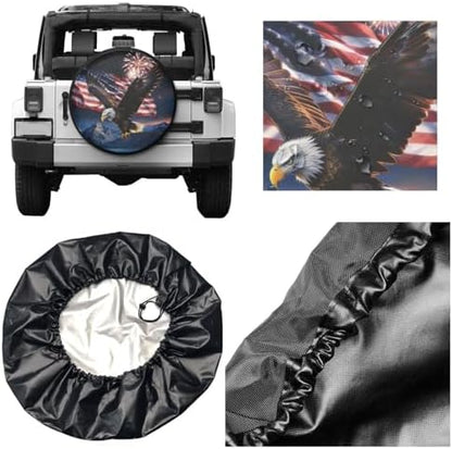 PVC Leather Spare Tire Covers for Trailers, Funny American Bald Eagle USA Flag - Image 5