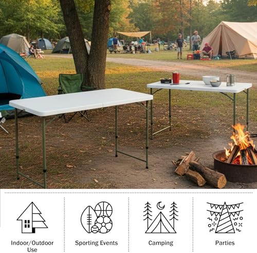Lavish Home Indoor & Outdoor Portable Folding Table Set of 2 - Image 4