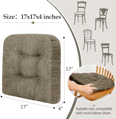 downluxe Chair Cushions for Dining Chairs 4 Pack, Tufted Indoor Chair Pads - Image 4