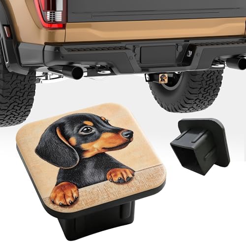 Hitch Receiver Cover 2" Cute Dachshund Puppy Trailer Hitch Cover Tube Cap - Image 4