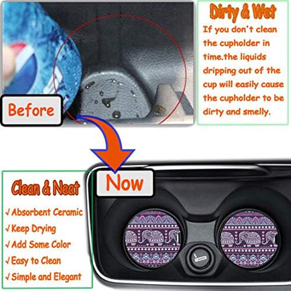 Small 2.56" Absorbent Car Coasters 2 Pack, Auto Cup Holder Accessories - Image 4