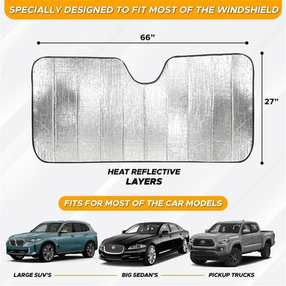 EcoNour Accordion Foldable Windshield Sun Shade | Jumbo Sun Visor - Image 5