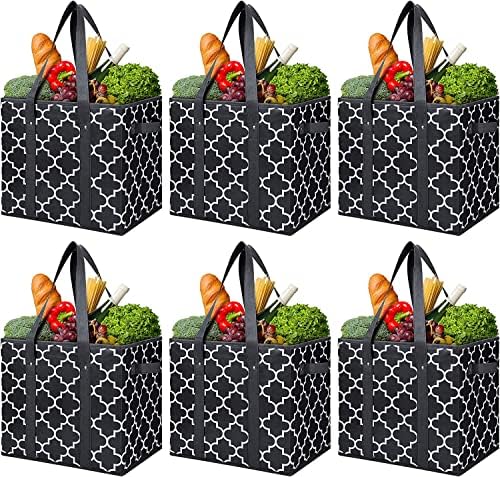 Reusable Grocery Bags 6-Pack Foldable Washable Large Storage Basket by WiseLife