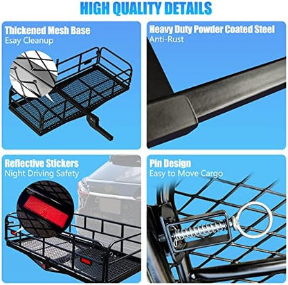KAIRAY 500 Lbs Heavy Duty Hitch Mount Cargo Carrier 60"x24"x14.4" Folding Rear - Image 3