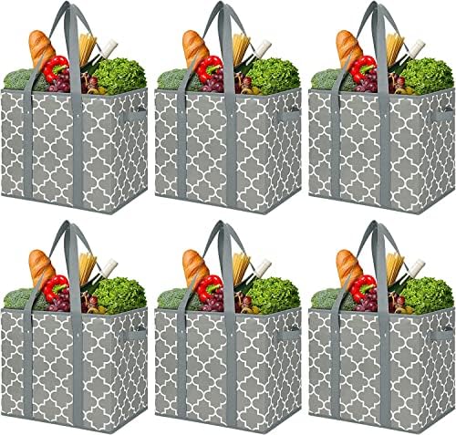 Reusable Grocery Bags 6-Pack Foldable Washable Large Storage Basket by WiseLife