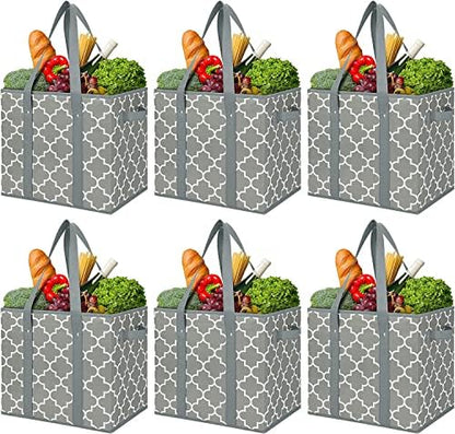 Reusable Grocery Bags 6-Pack Foldable Washable Large Storage Basket by WiseLife