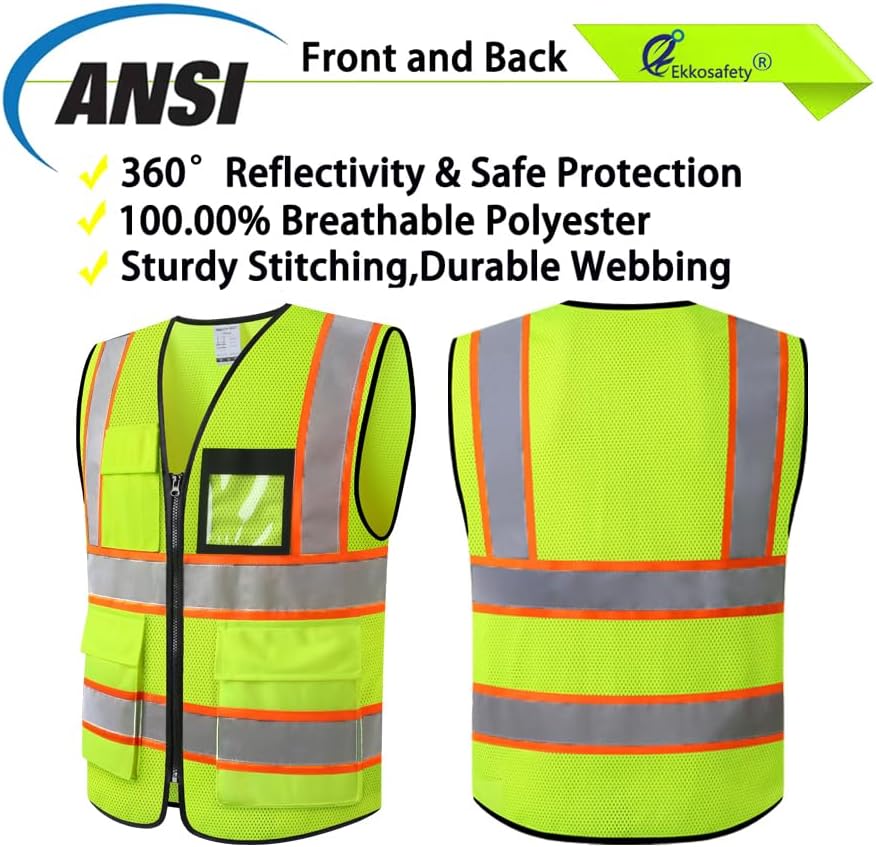 Hi Vis Reflective Safety Vest for Men Women - Image 3