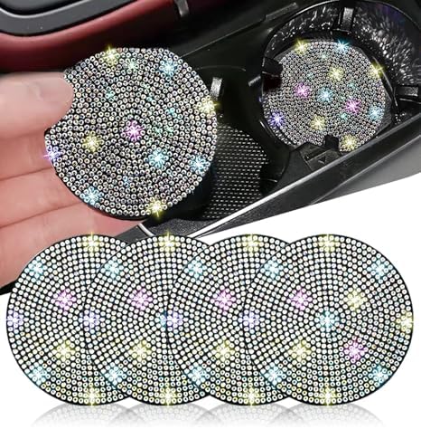 NBTEPEM 4pcs Bling Car Cup Holder Coaster, 2.75 inch Anti-Slip Shockproof by NBTEPEM