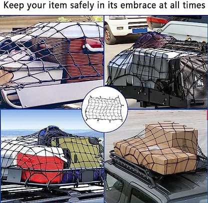 Car Cargo Net - 47 x 31.5 Large Capacity Elastic Truck Bed Cargo Net Roof Rack - Image 7