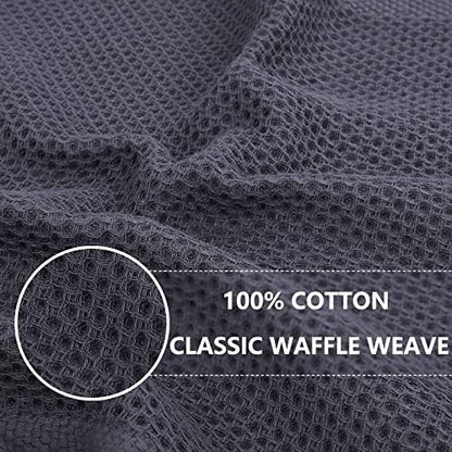 Homaxy 100% Cotton Oversized Waffle Weave Kitchen Towels 6-Pack, Dark Grey - Image 2