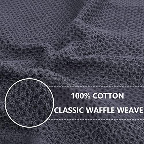Homaxy 100% Cotton Waffle Weave Kitchen Dish Towels 6-Pack, Dark Grey - Image 2