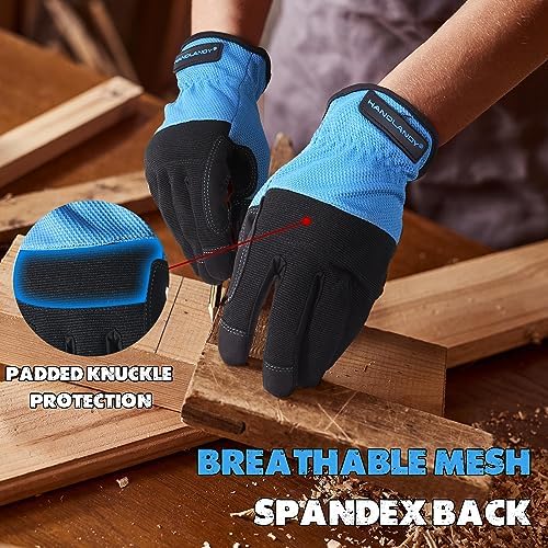 HANDLANDY Work Gloves for Men & Women, Utility Mechanic Working Gloves Touch - Image 3