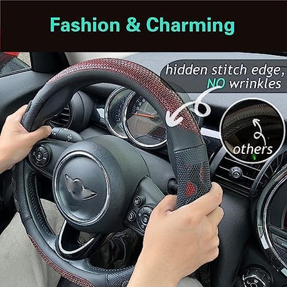 PINCTROT Small Size 14In Round Steering Wheel Cover Great Grip - Image 2