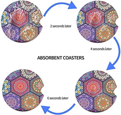 Mandala Ceramic Coasters 2 Pack, 2.56 inch Absorbent - Image 6