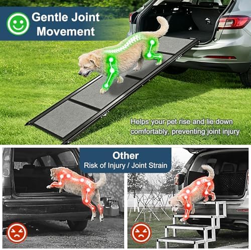 Dog Ramp for Cars 71"Long x 20"Wide SUV & Trucks, Non-Slip Surface Aluminum Pet - Image 5