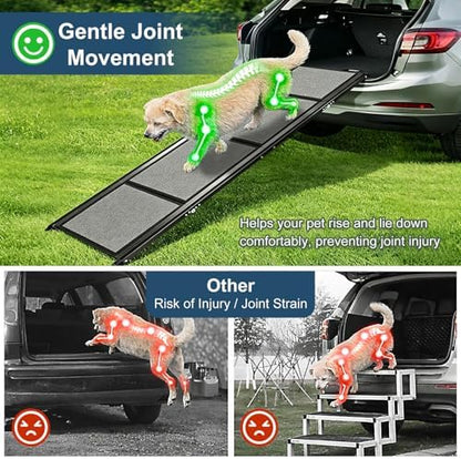 Dog Ramp for Cars 71"Long x 20"Wide SUV & Trucks, Non-Slip Surface Aluminum Pet - Image 5
