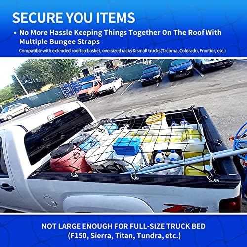 3' x 4' Cargo net Bungee Nets Stretches to 6' x 8', Small Truck Bed Cargo Net - Image 5