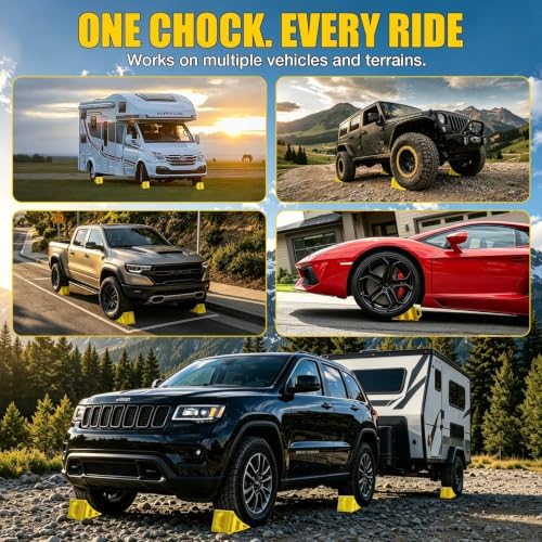 Wheel Chocks for RV Trailer, Hard Wheel Chocks w/Handle for Easy Removal - Image 7