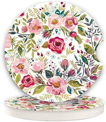Car Coasters for Women 2 Pack Mother's Day, Auto Small 2.56" Auto Ceramic by LogHog