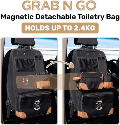 Living in a Bubble Seat back Organizer – Magnetic Toiletry and Cooler Pouch - Image 2