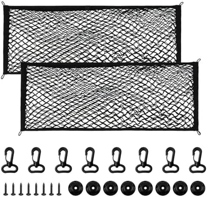 2 PCS Car Rear Cargo Net, Adjustable Elastic Trunk Storage Net by Unknown