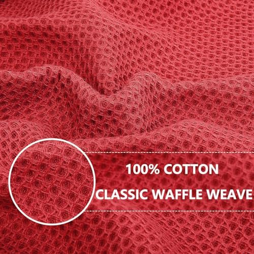 Homaxy 100% Cotton Waffle Weave Kitchen Dish Towels 6-Pack, Brick Red - Image 2