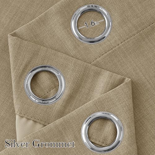 NICETOWN Short Faux Linen Oatmeal Blackout Curtains W42 by L63 - Image 2