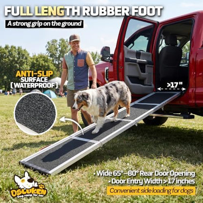 71" Aluminum Alloy Dog Ramp for Car SUV Truck Side Door, Outdoor Foldable Pet - Image 4