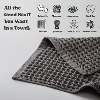 Luxury Organic Japanese Cotton Waffle Bath Towel | Thick, Quick Dry Bathroom - Image 4