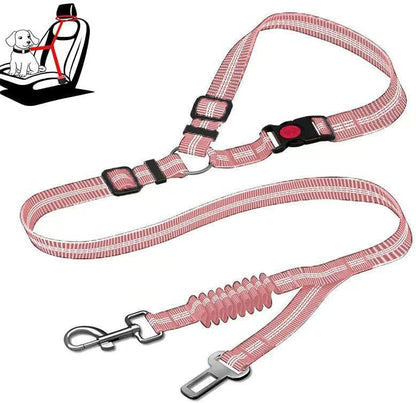 Pink 2-in-1 Dog Seat Belt for car, Adjustable Safety Leash - Image 6