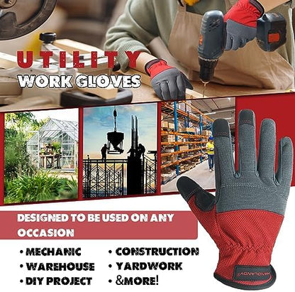 HANDLANDY Work Gloves for Men & Women, Utility Mechanic Working Gloves Touch - Image 5