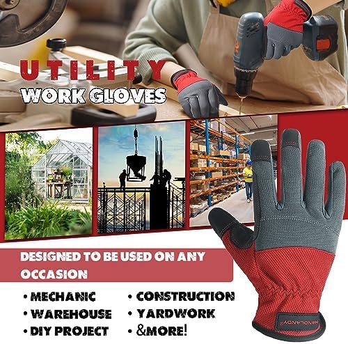 HANDLANDY Work Gloves for Men & Women, Utility Mechanic Working Gloves Touch - Image 5