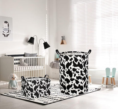 Rectangle Cow Basket Cow Print Storage Bins Cute Canvas Organizer Bin - Image 3