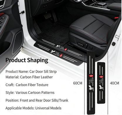 4PCS Car Door Sill Protector, Anti-Scratch Carbon Fiber Leather Door Step Edge - Image 2